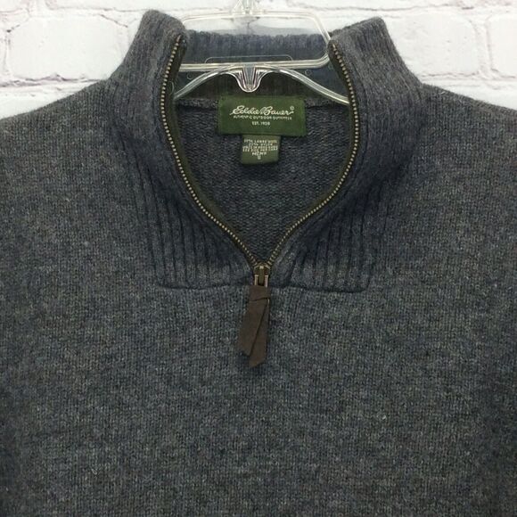 Eddie Bauer Sweater Men S 1/4 Zip Wool Blend Pullover Outdoor Rugged Camp Green - Picture 3 of 10